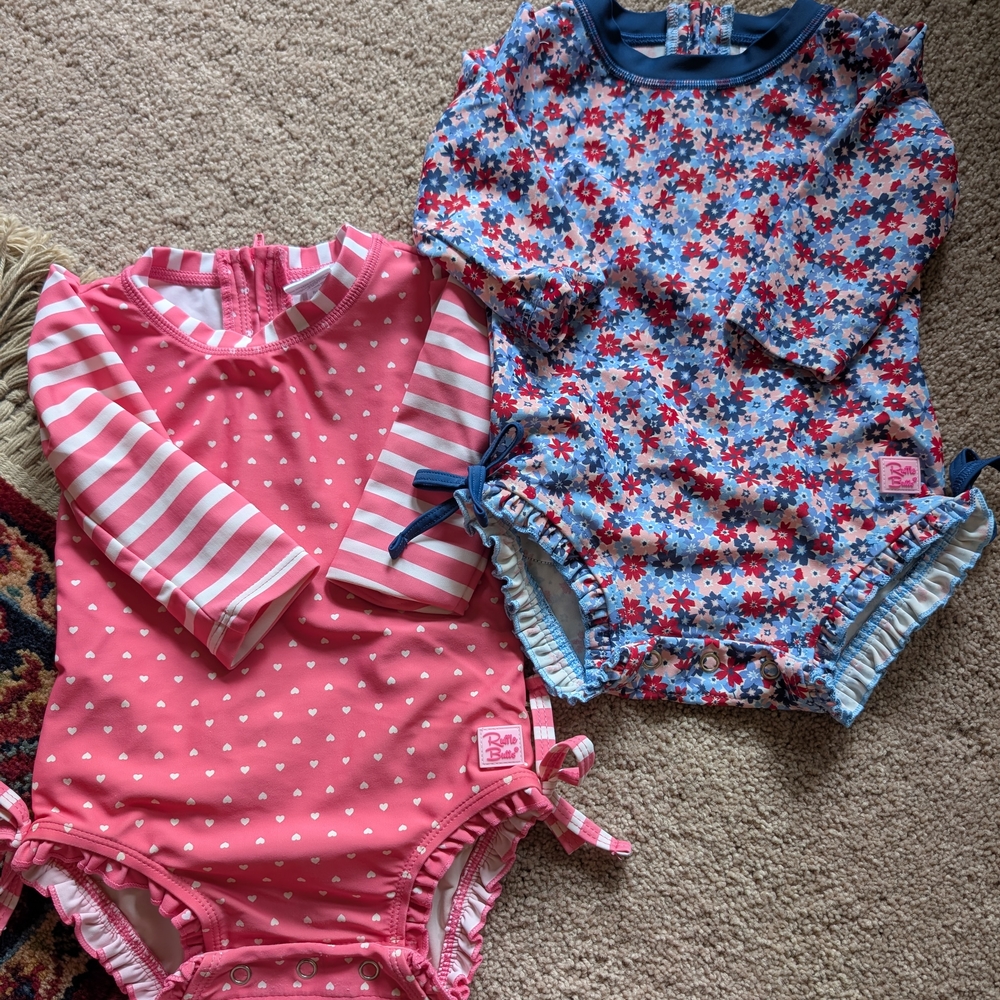 Pink and Blue Floral Kids One Pieces